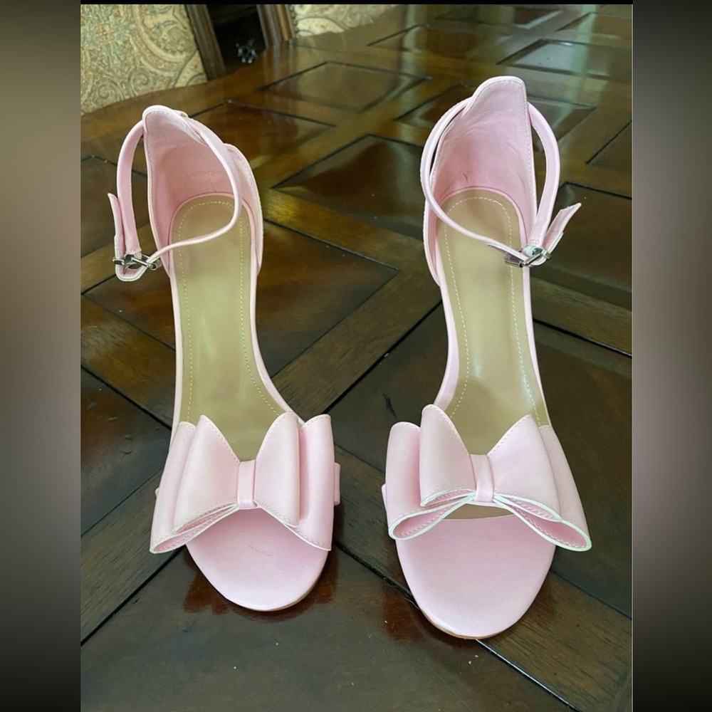 Pink Bow Heels Sandals 8.5